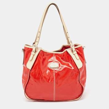 Pre Owned Tod's Red Patent and Leathre G Sacca Piccola Hobo