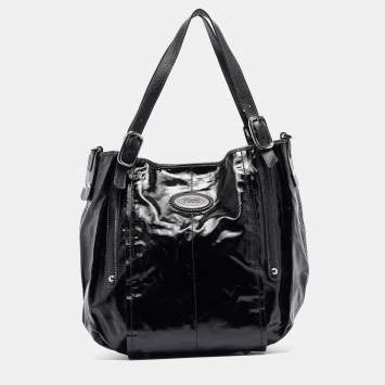 Pre Owned Tod's Black Coated Canvas G-Line Easy Sacca Tote