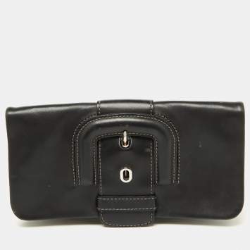 Pre Owned Tod's Black Leather Lucy Flap Clutch