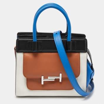 Pre Owned Tod's Tri Color Leather MIni Double T Tote