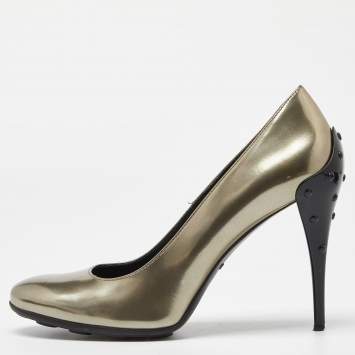 Pre Owned Tod's Metallic Leather Round Toe Pumps Size 40