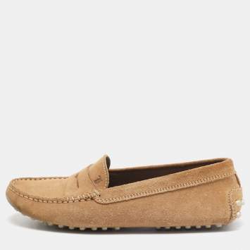 Pre Owned Tod's Light Brown Suede Penny Loafers Size 35