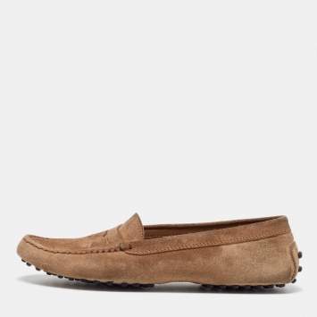 Pre Owned Tod's Brown Suede Penny Loafers Size 38