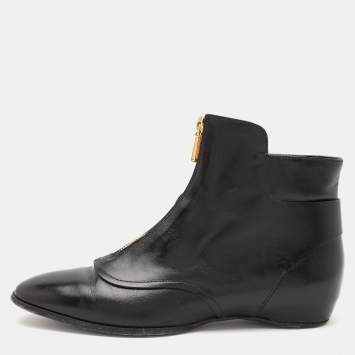 Pre Owned Tod's Black Leather Ankle Boots Size 37
