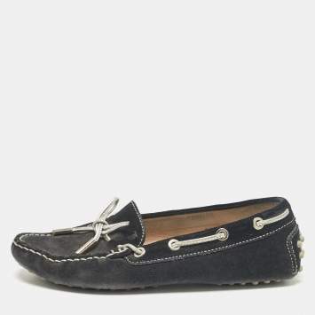 Pre Owned Tod's Navy Blue Suede Gommino Loafers Size 35.5