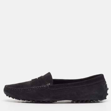 Pre Owned Tod's Black Suede Gommino Slip On Loafers Size 37.5