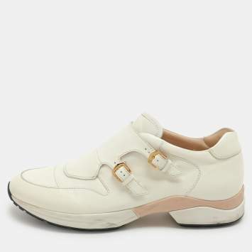 Pre Owned Tod's Cream Leather Monk Sneakers Size 38.5
