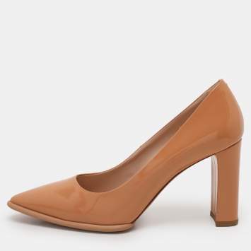 Pre Owned Tod's Beige Patent Leather Pointed Toe Pumps Size 39