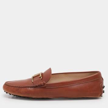 Pre Owned Tod's Brown Leather Penny Loafers Size 39