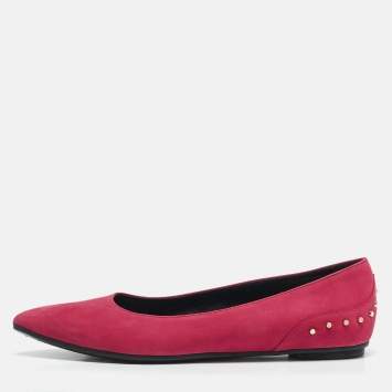 Pre Owned Tod's Pink Suede Stud Embellished Ballet Flats Size 39