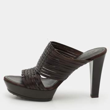 Tod's Brown Leather Platform Slide Sandals Size 36.5
