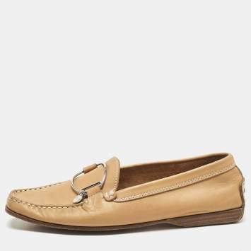 Pre Owned Tod's Brown Leather Penny Driving Loafers Size 38