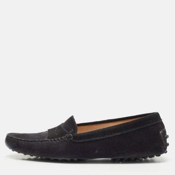 Tod's Black Suede Slip On Loafers Size 38