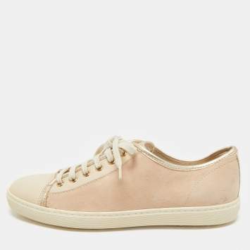 Tod's Beige Leather and Suede Lace Up Sneakers Size 40