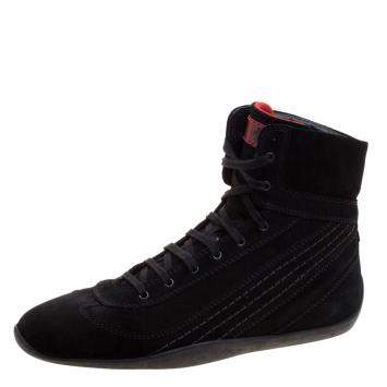 Pre Owned Tod's For Ferrari Black Suede Hi-Top Sneakers Size 39.5