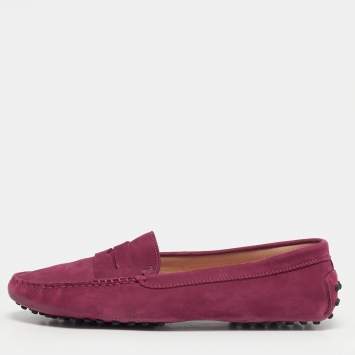 مملوكة مسبقًا Tod's Size 40.5 Purple Nubuck Leather Loafers