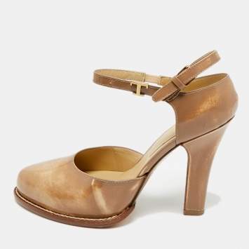 مملوكة مسبقًا Tod's Size 40 Beige Glossy Leather D'orsay Pumps