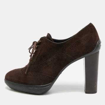 Pre Owned Tod's Size 40.5 Brown Suede Loafer Pumps