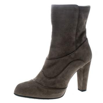Pre Owned Tod's Khaki Green Suede Ankle Boots Size 39