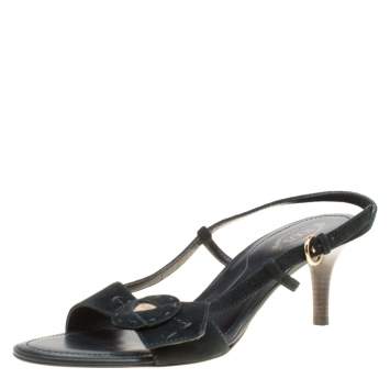 Pre Owned Tod's Dark Green Suede Slingback Sandals Size 40