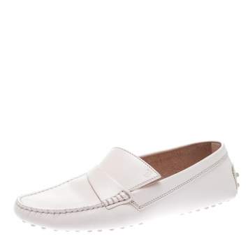 Pre Owned Tod's Blush Pink Leather Asymmetrical Tong Driving Loafers Size 39
