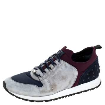 Pre Owned Tod's Multicolor Suede and Nylon Lace Sneakers Size 38