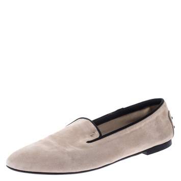 Pre Owned Tod's Beige Suede Slip On Loafers Size 38