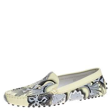 Pre Owned Tod's Multicolor Floral Print Leather Loafers Size 37