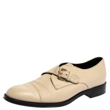 Pre Owned Tod's Grey Leather Monk Strap Derby Size 38.5