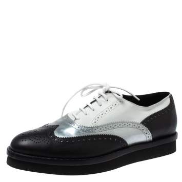 Pre Owned Tod's Tri Color Brogue Leather Lace Up Oxfords Size 38.5