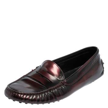 Pre Owned Tod's Two Tone Leather Gommino Penny Slip On Loafers Size 38.5