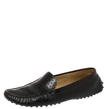 Pre Owned Tod's Black Perforated Patent Leather Loafers Size 39