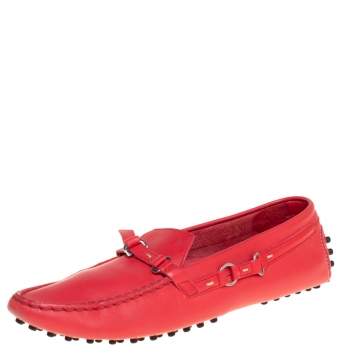 Pre Owned Tod's Pink Leather Slip On Loafers Size 38.5
