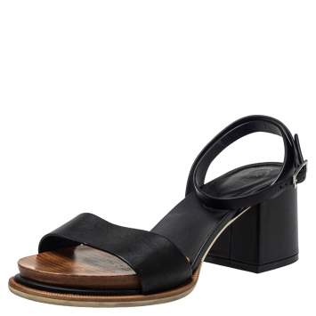 Pre Owned Tod's Black Leather Ankle Strap Sandals Size 37