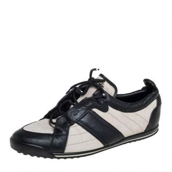 Pre Owned Tod's White/Black Suede And Leather Low Top Sneakers Size 38.5