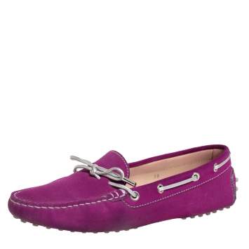 Pre Owned Tod’s Purple/Silver Suede Loafers Size 39
