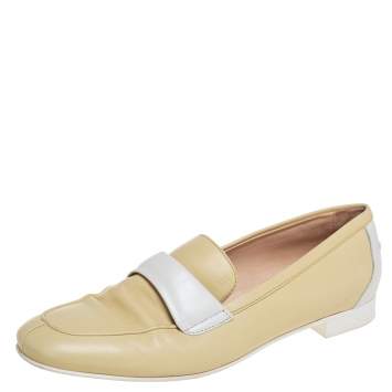 Pre Owned Tod's Yellow Leather Slip On Loafers Size 39