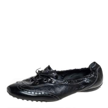 Pre Owned Tod's Black Leather Gomma Lace Slip On Sneakers Size 42