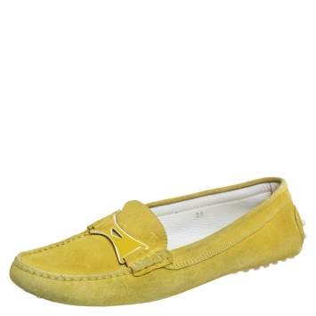 Pre Owned Tod's Green Suede Slip On Loafers Size 39