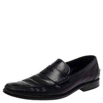 مملوكة مسبقًا Tod's Black Leather Slip On Penny Loafers Size 44.5