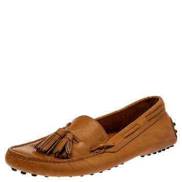 Pre Owned Tod's Brown Leather Slip on Loafers Size 37