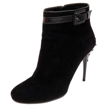 Pre Owned Tod's Black Suede Ankle Boots Size 39.5
