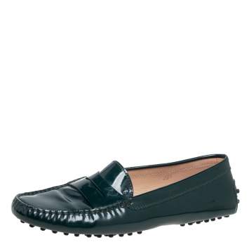 Pre Owned Tod's Green  Patent Leather Penny Loafers Size 39.5