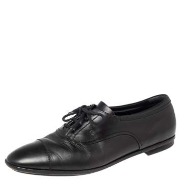 Pre Owned Tod’s Black Leather Lace Up Oxfords Size 39.5