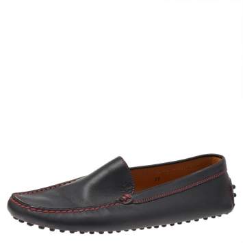 Pre Owned Tod's For Ferrari Black Leather Slip On Loafers Size 38