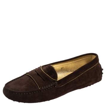 Pre Owned Tod's Brown Suede Loafers Size 37