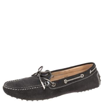 Pre Owned Tod's Black Suede Gommino Driver Loafers Size 40.5