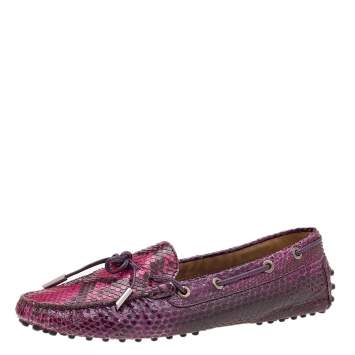 Pre Owned Tod's Multicolor Python Bow Slip On Loafers Size 39