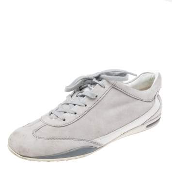 Pre Owned Tod's Grey Suede And Leather Lace Up Sneakers Size 39