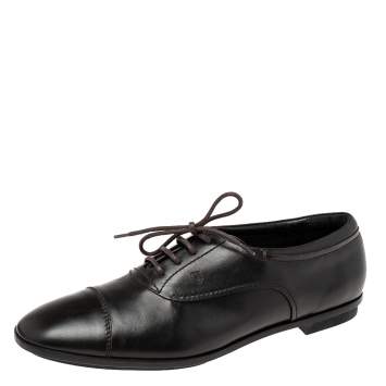 Pre Owned Tod's Black Leather Lace Up Oxford Size 41